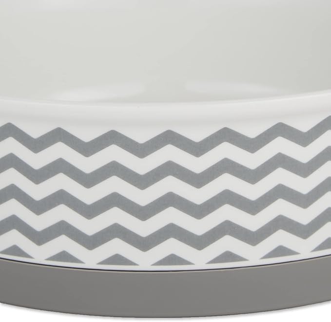 Bone Dry Ceramic Pet Collection Chevron, Small Set, 4.25x2, Gray, 2 Piece