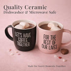 Triple Gifffted Let's Have Coffee Together Coffee Mug Set, Engagement Wedding Gifts for Couple, Bride and Groom Newlywed Bridal Shower, His and Hers, Mr and Mrs, Christmas, Valentine’s, Ceramic 380ML