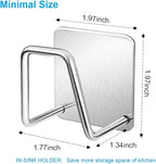 ESINAM 2Pcs Sponge Holders for Kitchen Sink, Strong Adhesive Small Sponge Holder, Premium Rustproof & Waterproof Kitchen Sink Caddy - Minimal Size - SUS304 Stainless Steel
