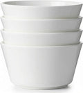 Bone China Soup Bowls Set of 4, 29oz Lightweight Cereal Bowls, 6 inch White Modern Conical Shape for Salad Oatmeal Pho Ramen Pasta, Stackable Deep Design, Microwave Dishwasher Safe