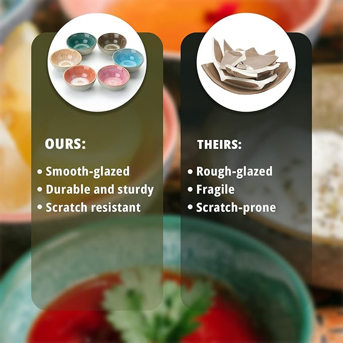 Brew To A Tea BTaT- Ceramic Dipping Bowls, 3.5 oz, 3.5 Inches, Soy Sauce Dish Ceramic, Small Serving Bowls for Side Dishes, Condiment, Sauces & Nuts, Chip-Resistant Dishwasher & Microwave Safe