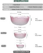 Glass Salad Bowl Irregular Lotus Flower Shape Serving Bowls, Mixing Nut Bowls for Kitchen Fruist, Snack, Dessert, and Ice Cream Candy Dishes (Crystal Gradient Pink, Large)