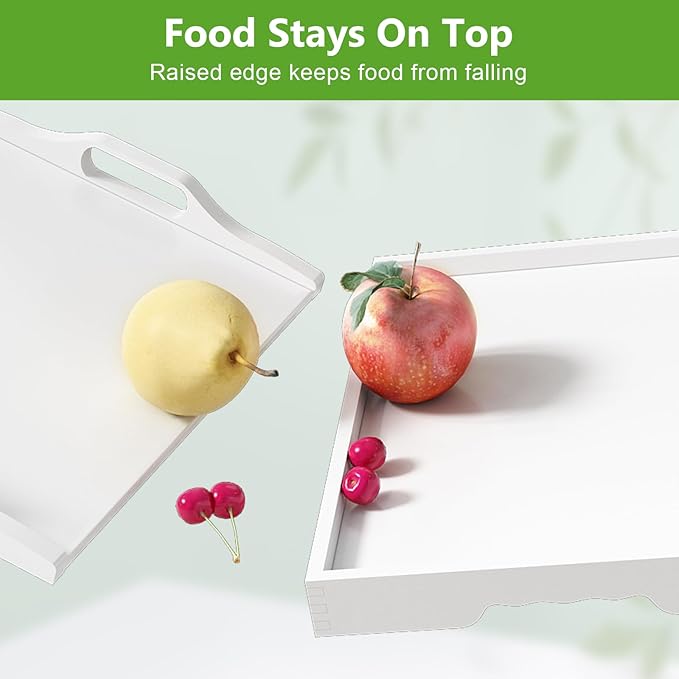 Youpehom Bed Tray Table with Folding Legs,Bamboo Breakfast in Bed for Kitchen Serving Tray,Sofa,Eating,Used As Laptop Desk Snack Tray 2 Pack (White)