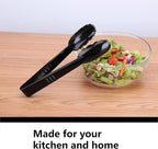 Plastic Tongs for Kitchen, Disposable Utensils Set, 12 Pieces, 9 Inch Heavy Duty Scalloped Salad Serving Tongs, Food Safe Material, Perfect for Buffets and BBQ (12, Black)
