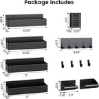 Magnetic Spice Rack for Refrigerator,7 Pack Magnetic Shelf,Fridge Magnet Organizer with Paper Towel Holder,Utensils Racks,Hook Rack,Fridge Organizers and Storage Black(7 Pack)