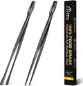 HOTEC Kitchen Tweezers Tongs Stainless Steel Professional Chef Tweezers, Set of 2-12inch Extra-Long Food Tongs for Cooking,Grill and Baking
