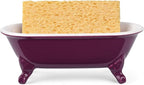 6.5" Ceramic Mini Decorative Clawfoot Bathtub Bar Soap Dish, Kitchen Sponge Holder and Shower Tray for Bathroom, 1 Pack(Burgundy)