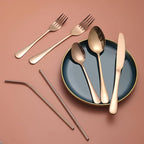 84 Pieces Mirror Rose Gold Silverware Service for 12 Flatware Set Stainless Steel Utensils Cutlery Set Dishwasher Safe