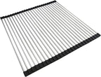 Ahyuan Roll up Dish Drying Rack Over The Sink Kitchen Roll up Sink Drying Rack Portable Dish Drainer Foldable Dish Drying Rack (Black, 20.5''X19.7'')