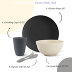 Homienly Unbreakable Wheat Straw Dinnerware Sets, Plastic Plates and Bowls Sets Alternative 20 PCS, Microwave & Dishwasher Safe Dish Set for Kitchen, Camping, Kids, Apartment, Lightweight(Grey Stone)