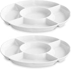 LAUCHUH Veggie Tray Set of 2, Porcelain Chip & Dip Serving Set Divided Serving Platter White Serving Tray for Mother's Day Party, Fruits, Veggies, Candy, Snack, Dessert, 12 inch