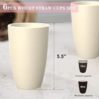 Homienly Wheat Straw Cups - Unbreakable Cups Set of 6,20 oz Dishwasher & Microwave Safe Drinking Glasses for Everyday Use-Beige
