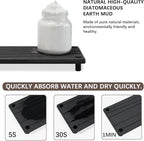Quick Dry Sink Caddy Kitchen Sink Organizer, Water Absorbing Stone Tray for Sink, Stone Drying Tray, Diatomite Faucet Mat & Protector, Dispenser Sponge Holder, Stone Soap Tray for Bathroom Counter