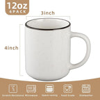 Coffee Mugs Set of 6, 12 oz Coffee Cups Ceramic, Ceramic Coffee Mugs with Handle and Speckled Patterns for Latte Tea Cocoa Milk Cappuccino, Microwave & Dishwasher Safe