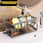 Black Kitchen Sink Caddy Organizer - Sponge Caddy with Self-Draining Tray, Stainless Steel Sink Caddy Kitchen Sink Organizer, Non-Slip Sink Drying Rack for Dishwashing Supplies