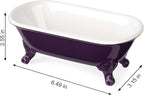 6.5" Ceramic Mini Decorative Clawfoot Bathtub Bar Soap Dish, Kitchen Sponge Holder and Shower Tray for Bathroom, 1 Pack(Plum)