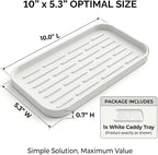 Silicone Organizer Tray, Soap and Sponge Holder for Kitchen Sink, Bathroom - Storage Tray for Dish Brush, Soap Dispenser, Dishwashing Accessories-(White 1 Pack, 10"x5.3")
