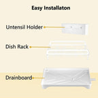 LIYI Dish Drying Rack for Kitchen Counter - Kitchen Dish Rack with Drainboard, Small Dish Drainer with Utensil Holder for Sink, 16.5" D x 11.6" W x 6.6" H, White