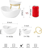 YHOSSEUN Chip and Dip Serving Set 2 Tiered Chip Dip Bowls with Metal Rack for Appetizer, Snacks - Large Chip Bowl 45 oz Small Dip Bowl 7 oz-Serving Bowls for Party, Food Dispaly - Gold Stand