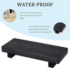 zoocatia Small Wood Tray Pedestal Stand Farmhouse Bathroom Decor Decorative Wooden Riser Kitchen Soap Dish Holder for Vanity, Counter, Sink, Black