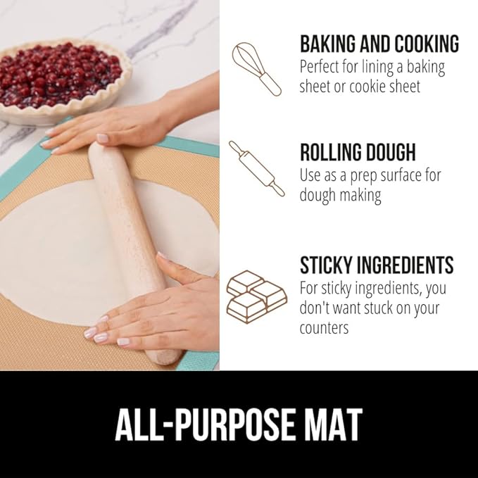 GORILLA GRIP Food Grade Reusable Nonstick Silicone Baking Mat, Oven Safe Cookie Sheet Liners, Up to 500 Degrees, No Mess Easy Clean Pastry Mats, Kitchen Essentials, 11.75x8.25 Quarter Sheet, 2PK, Mint