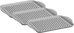 OGGI Anti Slip Serving Tray with Handles- Gray Rectangle Tray - Ideal Tray for Eating, Breakfast Tray, Food Tray, Appetizer Tray, Serving (Pack of 3), 5504.10
