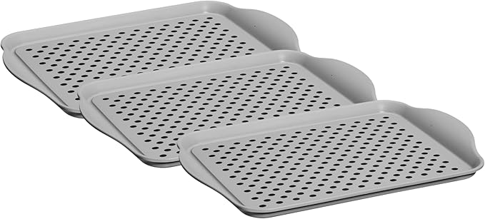 OGGI Anti Slip Serving Tray with Handles- Gray Rectangle Tray - Ideal Tray for Eating, Breakfast Tray, Food Tray, Appetizer Tray, Serving (Pack of 3), 5504.10