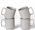 famiware Coffee Mugs Set of 4, Nebula 14oz Coffee Mugs, Ceramic Cup Set with Handle for Latte, Tea, Milk, Cappuccino, Cocoa, Light Gray