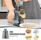 KEOUKE Rotary Cheese Grater Pro 6 in 1 - Shredder Crinkle Slicer Grinder Ice Shaver, Stable Suction, Time-saving Easy Use & Clean, Safe Morden Kitchen Tool for Cheese, Vegetable, Nuts, Chocolate