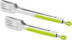 ALLWIN-HOUSEWARE W Premium 304 Stainless Steel Barbecue Turners, Heavy Duty Non-Stick BBQ Cooking Kitchen Tongs, 9" and 12" Green