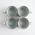 Bosmarlin Ceramic Coffee Mug Set of 4, 14 Oz, Coffee Cups with Big Handle, Microwave Safe, Unique Reactive Glaze (Grey White, 14 Oz)