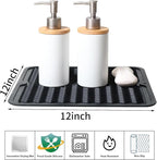 ZLR 2 Pcs Silicone Dish Drying Mat 12" x 12" Square - Small Heat Resistant Trivet & Countertop Protector for Air Fryer, Coffee Maker - Waterproof Kitchen Drain Pad for Cups, Fruit (Black)