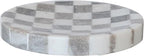 Bloomingville Round Marble Checkered Cheese and Serving Tray, Buff Color and White