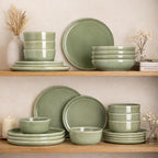 AmorArc Stoneware Dinnerware Sets,Round Reactive Glaze Ceramic Plates and Bowls Sets,Highly Scrath Resistant | Dishwasher & Microwave Safe,Service for 8 Dishes Set (24pc)