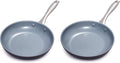 GreenPan Lima Hard Anodized 8" Frying Pan Skillet Nonstick, Ceramic Nonstick, PFAS-Free Nontoxic Pots and Pans, Oven & Broiler Safe, Stainless Steel Handle, Cookware for Eggs & Omelet,Gray(Pack of 2)