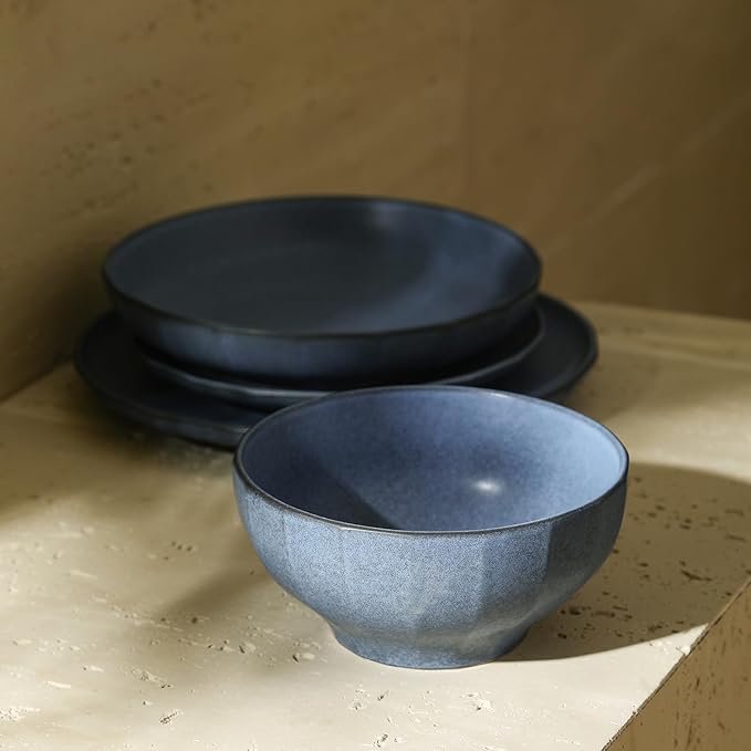 Stone Lain Rio 4-Piece Bowl Set Stoneware, Blue