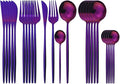Purple Silverware Set, 24-Piece Stainless Steel Flatware Set Service For 6, Mirror Polished Tableware Cutlery Set Knife Fork And Spoon For Home & Restaurant, Dishwasher Safe