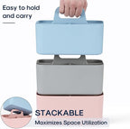 Multiuse Caddy Organizer with Handle, Portable Divided Plastic Tote Bin - Art Craft, Stationary Pen Marker Crayons, Makeup Hair Supplies Storage - Bathroom, Classroom, Dorm, Office, Desk Holder - Blue