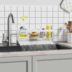 Kitchen Sink Caddy Organzier with Sponge Holder and Removable Drip Tray for Kitchen Sink, 304 Stainless Steel Organize for Sponge Soap Dish Brush Storage Accessories(White)