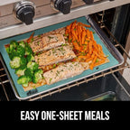 GORILLA GRIP Food Grade Reusable Nonstick Silicone Baking Mat, 16.5x11.87, Half Sheet 2PK, Oven Safe Cookie Sheet Liners, Up to 500 Degrees, No Mess Easy Clean Pastry Mats, Kitchen Essentials, Mint
