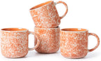 MONITO 12 OZ Coffee Mugs Set of 4, Ceramic Coffee Mugs,Modern Coffee Mugs Set with handle for Tea/Latte/Cappuccino/Milk/Cocoa. (Orange, 4 Count（Pack of 1)