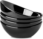 HASENSE 40oz Serving Bowls & Salad Bowls Set of 4– Large Ceramic Mixing Bowls for Kitchen, Stackable Design for Pasta, Fruit, Popcorn, Side Dishes, Soup, Microwave & Dishwasher Safe, Black