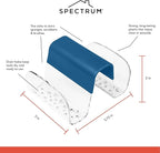Spectrum Sink Saddle for Kitchen Sink Blue Clear Sponge and Brush Holder Organizer, Dish Brush and Sponges Plastic Saddle Caddy for Double Sink Storage with Drain Holes for Quick Drying Organization
