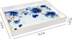 Serving Tray with Handles, 15.7 * 11.8 inches, Plastic Ottoman Tray with Exquisite Paintings, Trays for Coffee Table