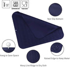 MicoYang Silicone Dish Drying Mat for Multiple Usage,Easy clean,Eco-friendly,Heat-resistant Silicone Mat for Kitchen Counter or Sink,Refrigerator or Drawer Liner Navy Blue XL 18 inches x 16 inches