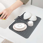 GUUKIN Dish Drying Mat, 14.7"x10.2" Drying Matt Kitchen Counter, Non-Slip Drying Pad, Easy Clean Pad for Countertop Protection, Multi-Functional Use (Grey)