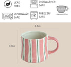 Stripe Ceramic Coffee Mugs, 12oz Vibrant Striped Red Design Cute Mugs, Dishwasher & Microwave Safe Cups for Coffee, Tea, and Cocoa, Perfect for Daily Brews tea or coffee