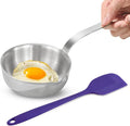 5.1-Inch Mini Egg Pan, 304 Stainless Steel Omelet Pan, Sauce Pan Mini Skillet for Egg Frying Pan, Butter Warmer Small Pot Cooking with 11" Scraper,Purple