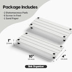 Razborci 2 Pack Fast Drying Water Absorbing Diatomite Stone Mat Tray for Kitchen & Bathroom Counter - Instant Dry Sink Caddy Organizer - Vanity Holder for Soap and Sponge – White 10" x 4"