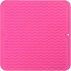 MicoYang Silicone Dish Drying Mat for Multiple Usage,Easy clean,Eco-friendly,Heat-resistant Silicone Mat for Kitchen Counter or Sink,Refrigerator or Drawer liner Rose M 12 inches x 12 inches